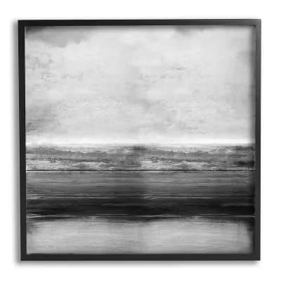 Stupell Home Decor Monochromatic Grey Rustic Layered Shades Framed Canvas Wall Art