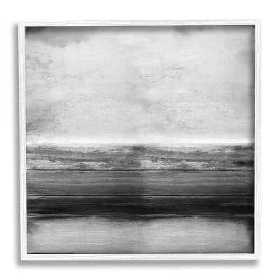 Stupell Home Decor Monochromatic Grey Rustic Layered Shades Framed Canvas Wall Art