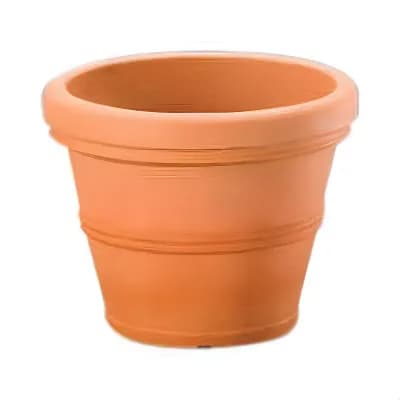 Round Weathered Terracotta Planter with Pre-Drilled Drainage Holes and Poly Resin Construction