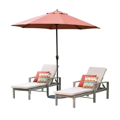Outdoor 9-Ft Patio Umbrella with Adjustable Crank Lift, Tilt Shade, Aluminum Frame, & Easy Assembly