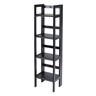 4 tier Beechwood Folding Shelf, Compact and Portable Storage Rack for Home, Office, or Apartment Use