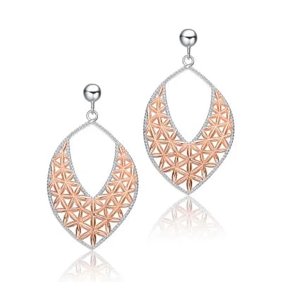 Sterling Silver Two-Tone Dangling Earrings