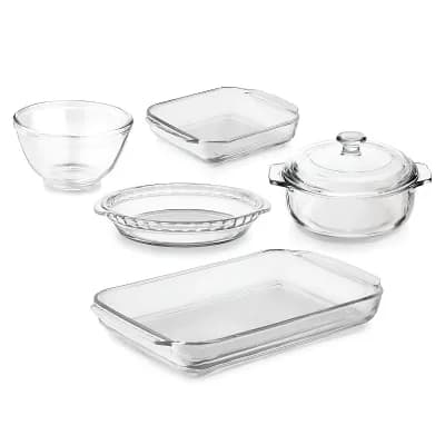 6 pc Glass Bakeware Casserole Baking Dish Set - Microwave And Oven Safe