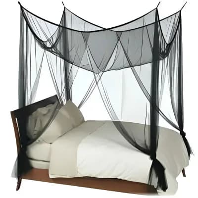 Black 4 Post Canopy Bed Mesh Netting for Full Queen and King Beds, 86 in
