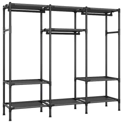 Heavy Duty Wardrobe Closet Organizer With Hanging Rails And Shelves