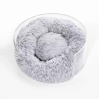Bette Small/medium Modern Lucite Calming Fluffy Donut Pet Bed With Washable Cover
