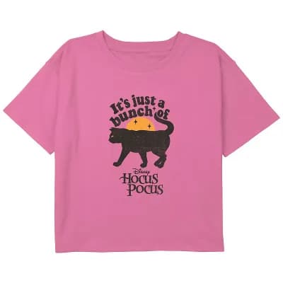 Disney's Hocus Pocus Thackery Binx It's Just A Bunch Of Girls 7-16 Cropped Graphic Tee
