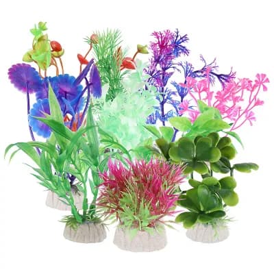 10 pc Aquarium Plastic Plants Artificial Aquatic Plants For Landspace Plant Ornaments Multicolor