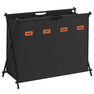 3 Section Laundry Hamper with Foldable Design and Detachable Sorting Labels