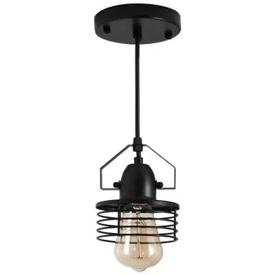 Industrial Black Pendant Light Metal Cage Pendant Lights Dining Room Hanging Lighting
