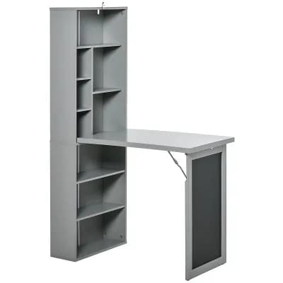 Grey Wall Mount Desk Cabinet - Elegant and Functional Design with Workspace and Storage
