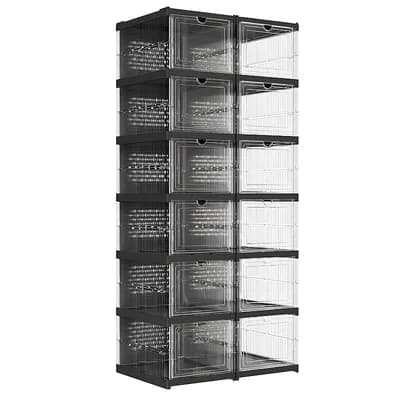 Space-Saving Stackable Shoe Boxes with Clear Front Door Easy Assembly Shoe Storage Solution