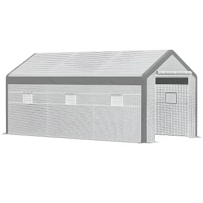 Walk-in Greenhouse With Roll Up Door With 6 Closeable Windows