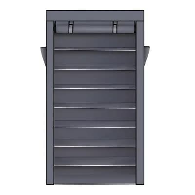 10 tier Shoe Rack With Dustproof Cover Closet Shoe Storage Cabinet Organizer - Grey
