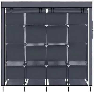 Lightweight Portable Wardrobe Closet, Versatile Design with 12 Shelves and 4 Side Pockets
