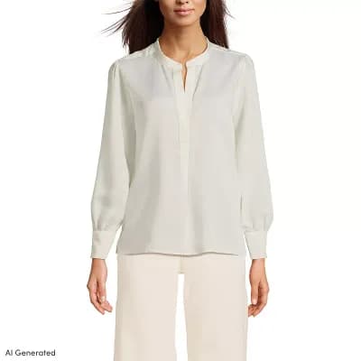 Women's Lands' End Satin Popover Shirt