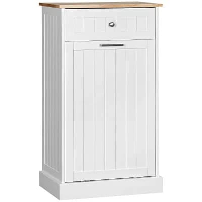 Kitchen Tilt Out Trash Bin Cabinet Free Standing Recycling Cabinet Trash Can Holder With Drawer