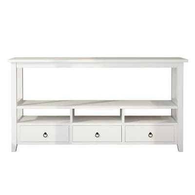 3 tier Vintage Solid Console Table With 3 Drawers And Shelves