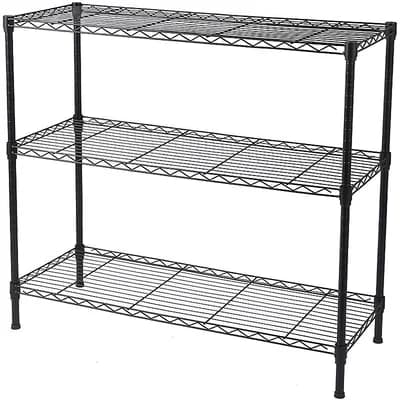 3 tier Heavy Duty Adjustable Shelving Unit - Black Metal Rack for Home, Garage, or Office Storage