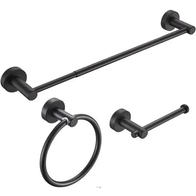 Elegant Matte Black Bathroom Hardware 3 pc Set