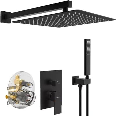 Male Npt Bathtub Shower Faucet Set, Waterfall Tub Faucet With 12-inch Matte