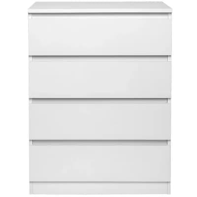 Modern Style Wooden Dresser with 4 Wide Drawers-White