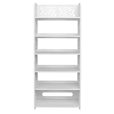 Six-Tier Carved Shoe Rack - Wood-Plastic Board, Waterproof and Easy to Clean