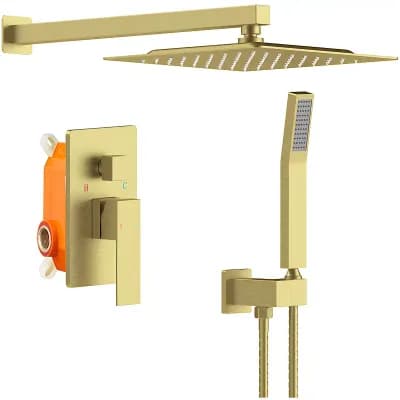Shower System Shower Faucet Combo Set Wall Mounted With 12" Rainfall Shower Head