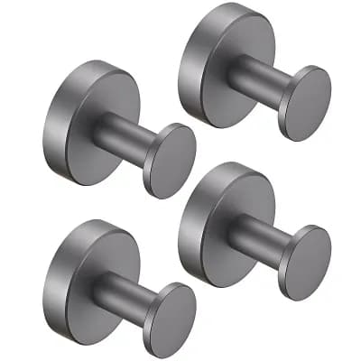 Round Base Wall Hanging Coat Hook with Screws- Matte Black Towel Hook, 4 Pack