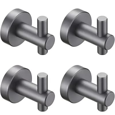 Round Base Wall Hanging Hook with Screws- Matte Black Hook, 4 Pack, for Entry Shoe Cabinet