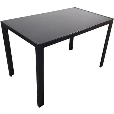 Simple Assembled Tempered Glass & Iron Dinner Table Black
