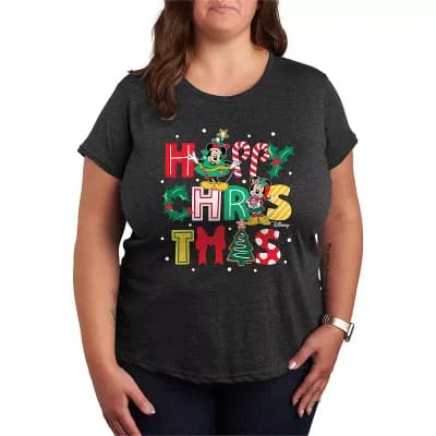 Disney's Mickey & Minnie Mouse Plus Size Happy Christmas Graphic Tee