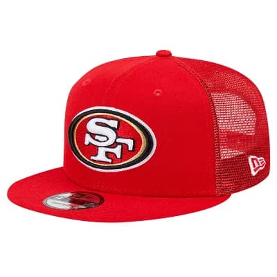 Men's New Era Scarlet San Francisco 49ers Main Trucker 9FIFTY Snapback Hat
