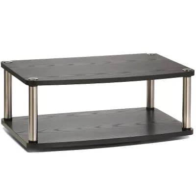 2 tier Swivel TV Stand with 360-Degree Motion - Stainless Steel Poles