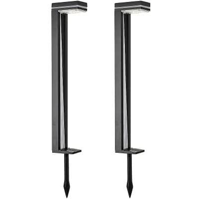 Outdoor LED Solar Walkway Lights with Dusk to Dawn Sensor Set of 2, White and Black