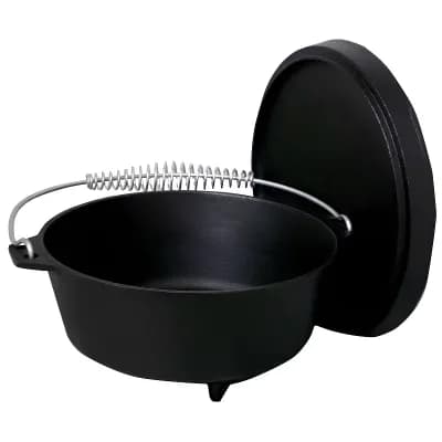 Cast Iron Dutch Oven 8-qt with Lid and Brushed Black Finish, Ideal for Home or Camping Meals