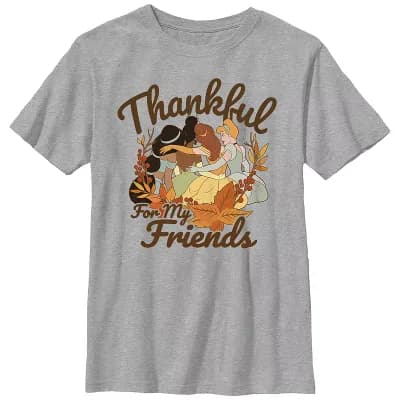 Disney Princess Grateful For My Friends Boys 6-20 Graphic Tee