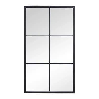 Parisloft 48"H Rectangular Window Accent Metal Wall Mirror, Classic Black