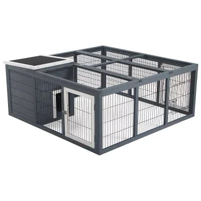 PawHut Rabbit Hutch, Waterproof Rabbit House for Small Animals, Gray