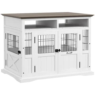 Pawhut Dog Crate Furniture Side End Table W/ Storage For Small Medium Dogs