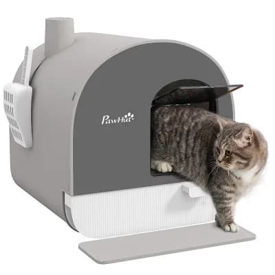 PawHut Cat Litter Box with Lid with Scoop and Filter