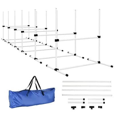 PawHut 6 pc Dog Agility Set with Adjustable Height Jump Bars
