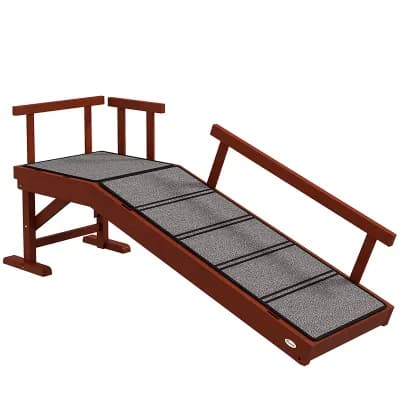 PawHut Wooden Dog Ramp with Removable Guardrails, Non-Slip, 49inch