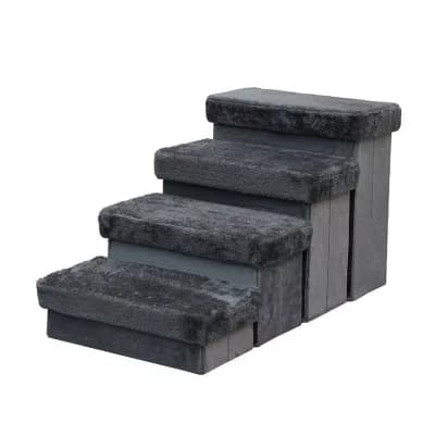 Petpals Senior Mobility Aid Pet Stairs - 17"h, 4 Level, Medium, Charcoal