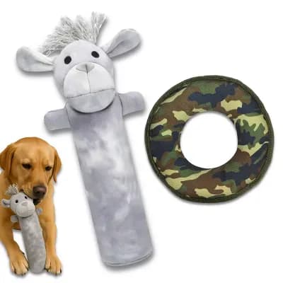 Durable Cotton Canvas Squeaky Dog Toy 2-Pack Labby-Do & Green Camo, Pata Pal