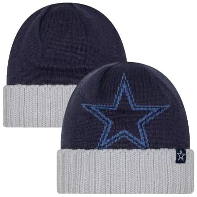 Men's New Era Navy/Gray Dallas Cowboys Oversize Cuffed Knit Hat