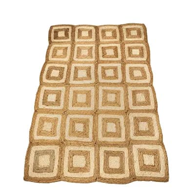 Hand-Woven Jute Rectangular Geometric Carpet