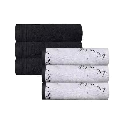 SUPERIOR Marble & Solid Jacquard 6 pc Absorbent Vanity Hand Towel Set