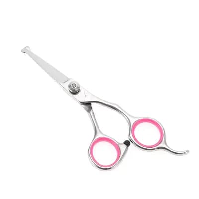 1 pc Round Head Dog Grooming Scissors for Pets Shop 5 in Silver Tone Pink