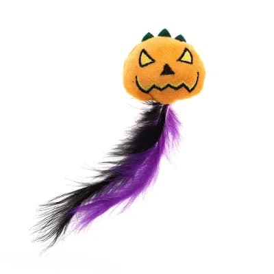 1 pc Smiles Pumpkin Cat Teaser Toys with Feather for Indoor